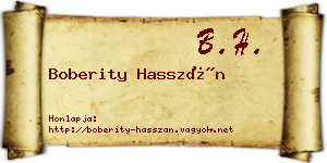 Boberity Hasszán névjegykártya